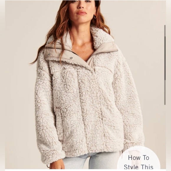 Abercrombie & Fitch Cinched Cocoon Sherpa Full Zip medium - Picture 2 of 6